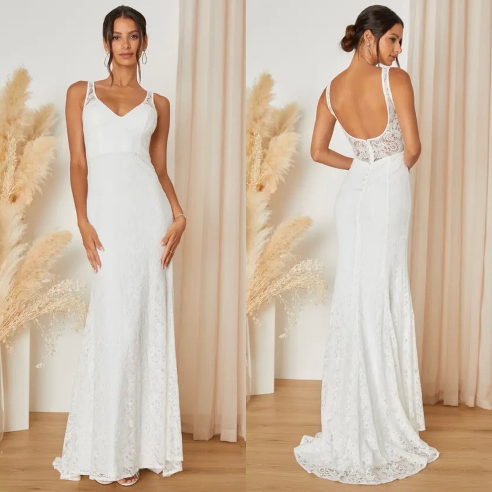 Lulu's Beloved Eternity White Lace Sleeveless Backless Maxi Dress